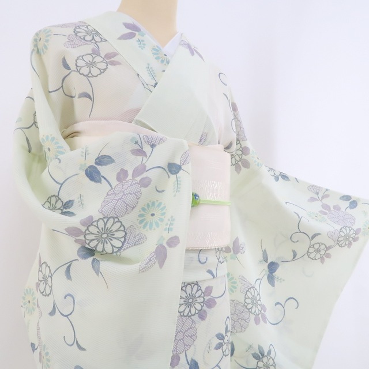 新品 絽 唐花 お仕立て上がり品 夏着物 正絹 トールサイズ“可愛らしさ 