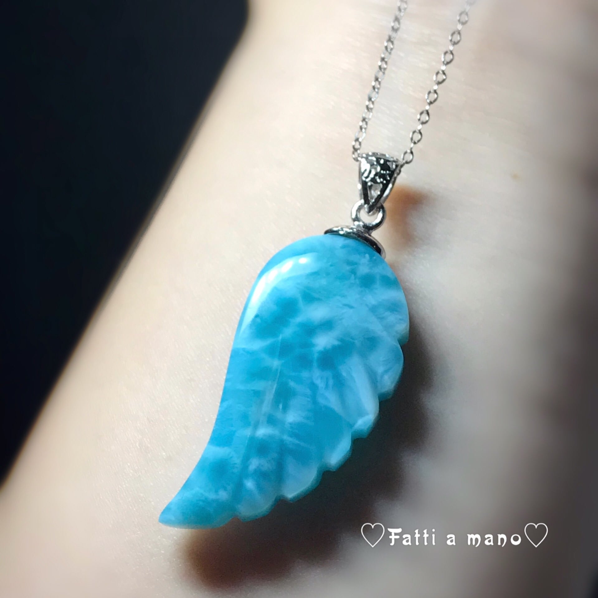 アクセサリー 高品質 イルカ型ラリマー ペンダント ネックレス