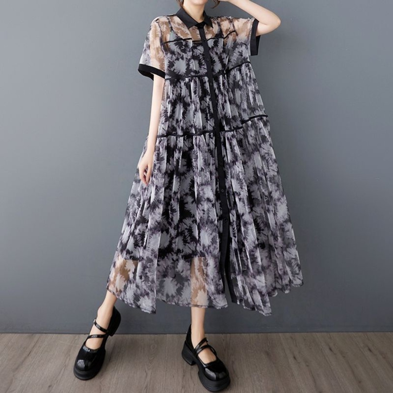 ダークメッシュ ワンピース セット  30142