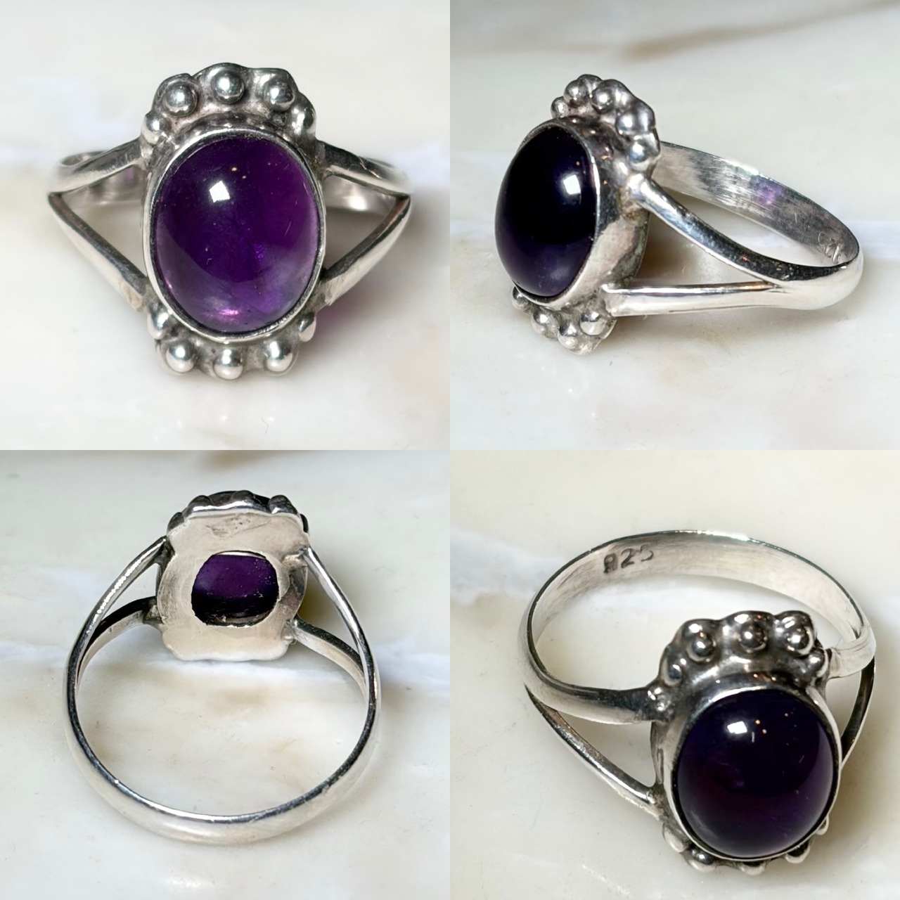 vintage purple stone silver ring