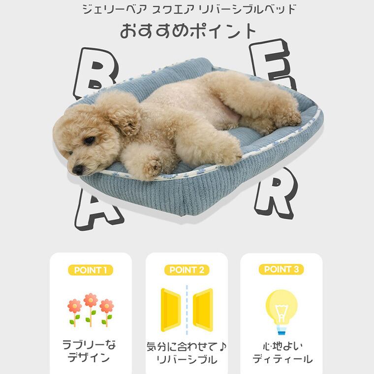 【予約販売10%OFF】jelly bear reversible bed Msize 2color / 犬用 ベッド リバーシブル 両面 ふんわり 冬 可愛い クッション ペットマット 猫用 韓国 ペット用品 小型犬 中型犬 ハウス 高級 犬 ペットベッド