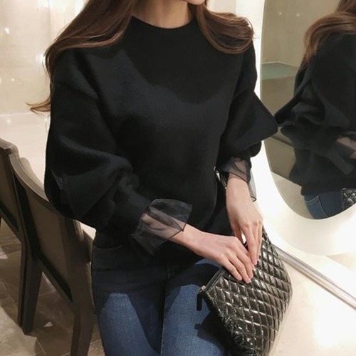 カットソー 長袖 レディース トップス レース シースルー インナー チュールトップス シアートップス 無地 プルオーバー 長袖Tシャツ きれいめ スリム ロンT 韓国 秋 冬 秋冬 袖レース 透かし