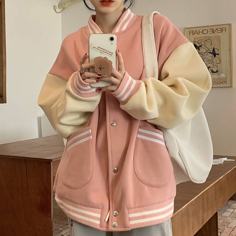 スタイルジャケット オータムルーズトップス スプリング ロング ピンク かわいい 春物 秋物 萌量不足58442136497