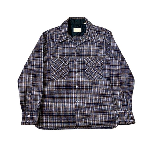 Sears - Open Collar Wool Check Shirt (size-L) ¥15000+tax