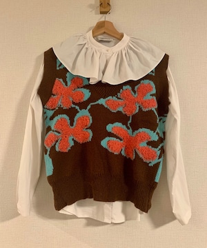 【select items】Flower knit vest