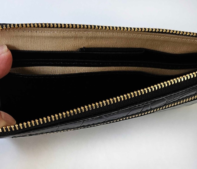 【WNI01】　一万円札が折らずに入る最小サイズの長財布「L字束入」（クロコ型押）