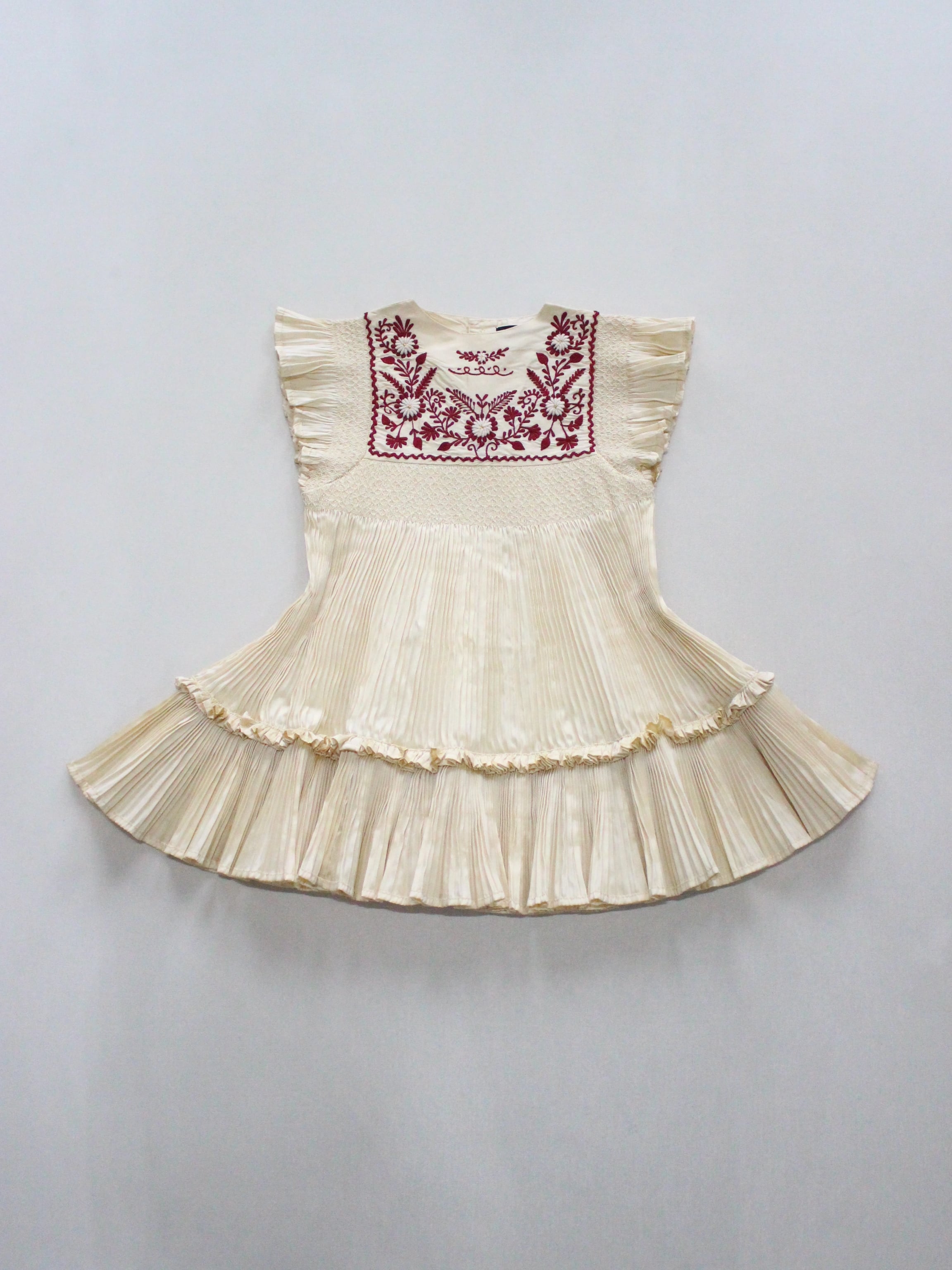BONJOUR DIARY Dress pleated ivory taffetas 8y | RESONASON