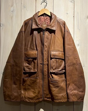 【a.k.a.C.a.k.a vintage】Pocket Gimmick Vintage Zip Up Leather Jacket