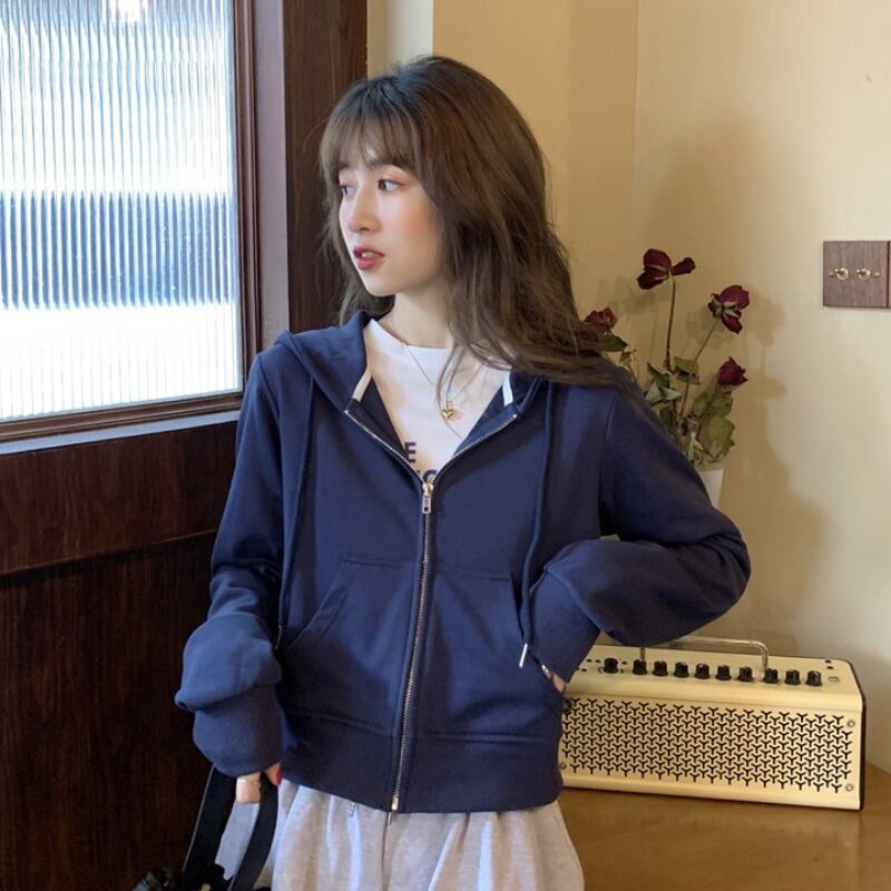 ジャケット スプリングオータムルーズスタイルフードショートセーター ロング 春物 秋物 YY-ファッション26451089946