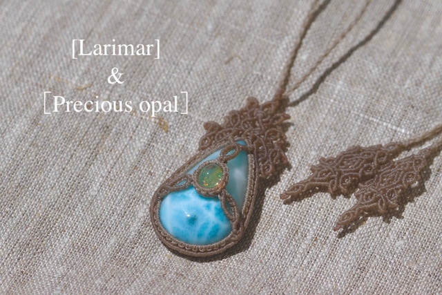 [Larimar]&[Precious opal] Pendant〜Flor〜