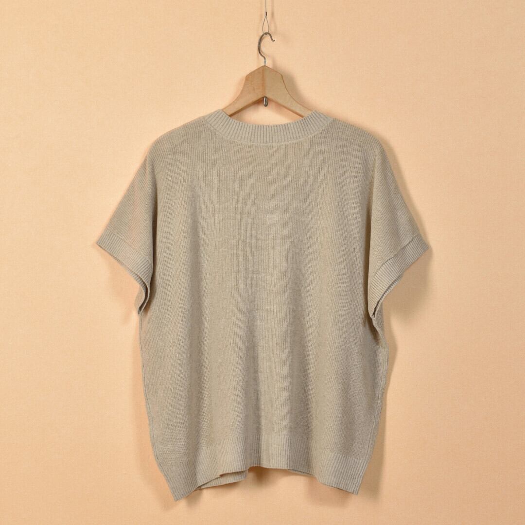 prit プリット コットンリネン片畦編み2ウエイワイドベスト・キナリ ユッタリとしたフレンチベストです