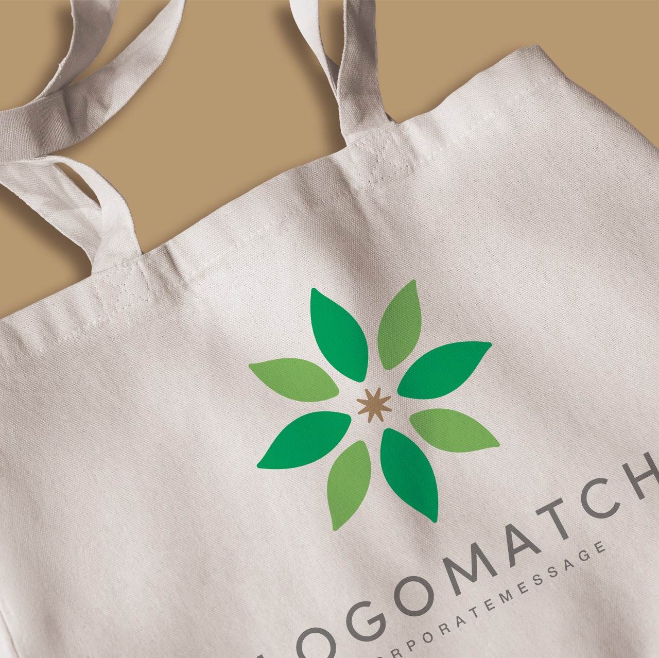 自然との共生と未来を照らす花のロゴ