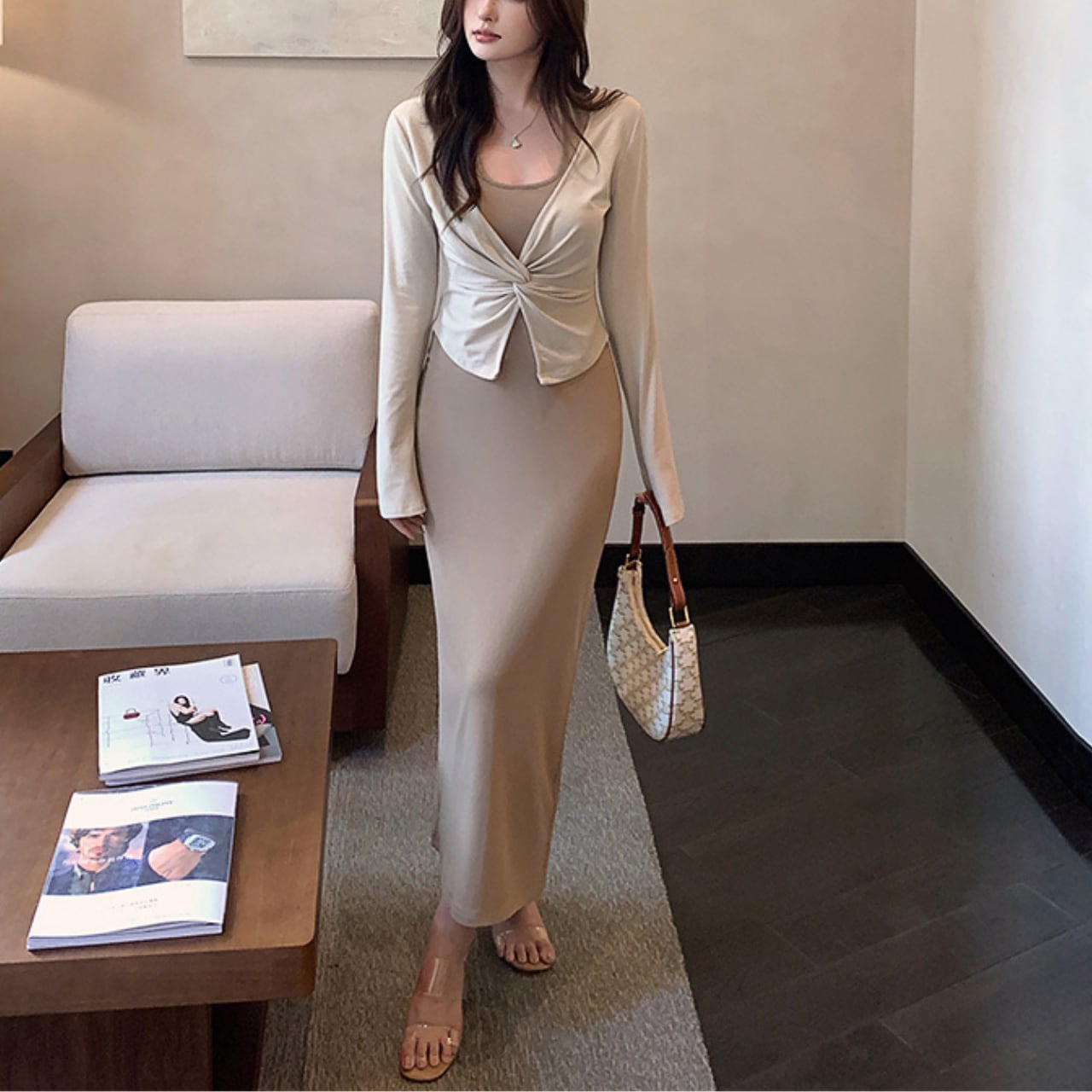 バックオープン ワンピース &トップスセット 2color SE42