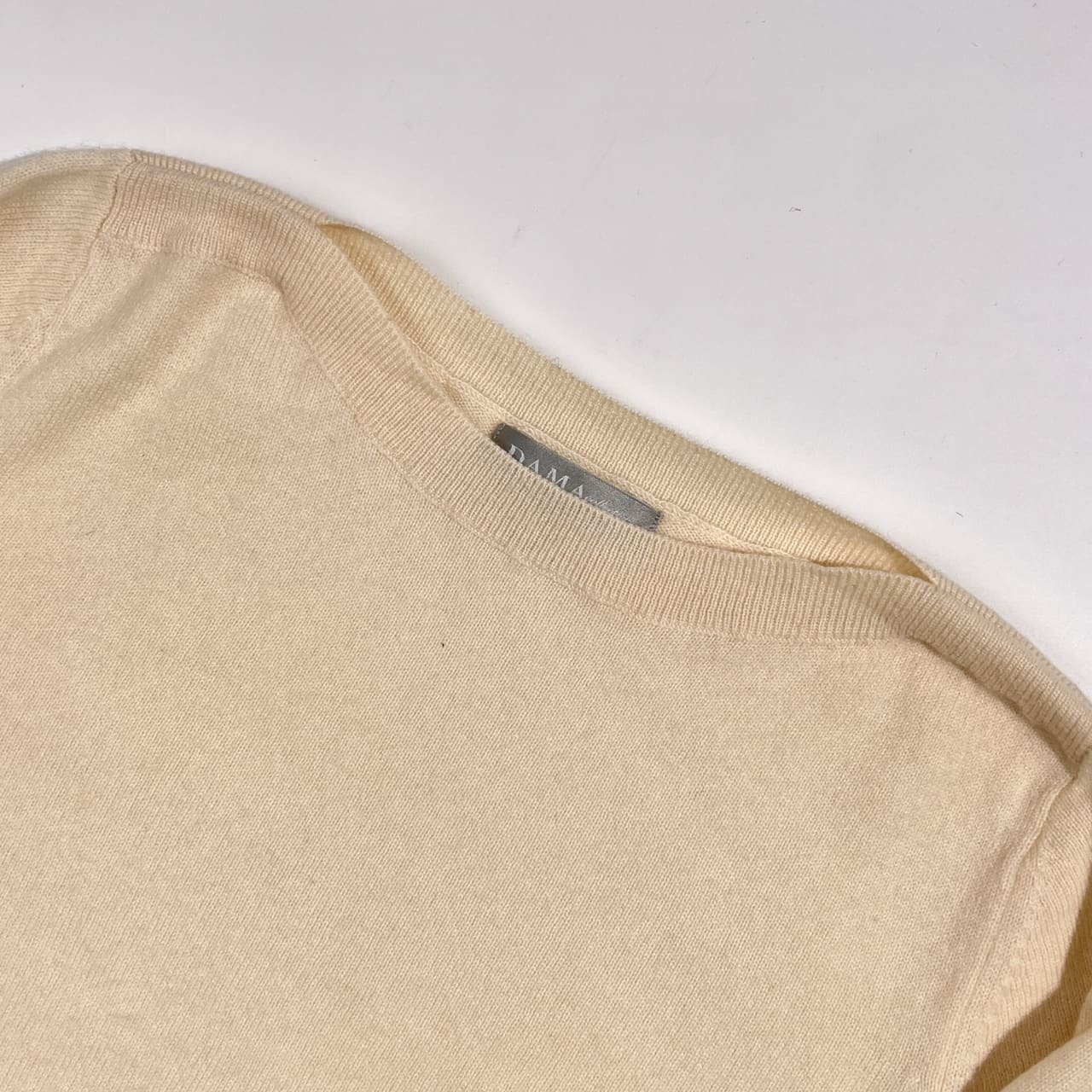 カシミヤ100% DAMA collection ダーマコレクション ボートネック ニット セーター M /アイボリー系 レディース