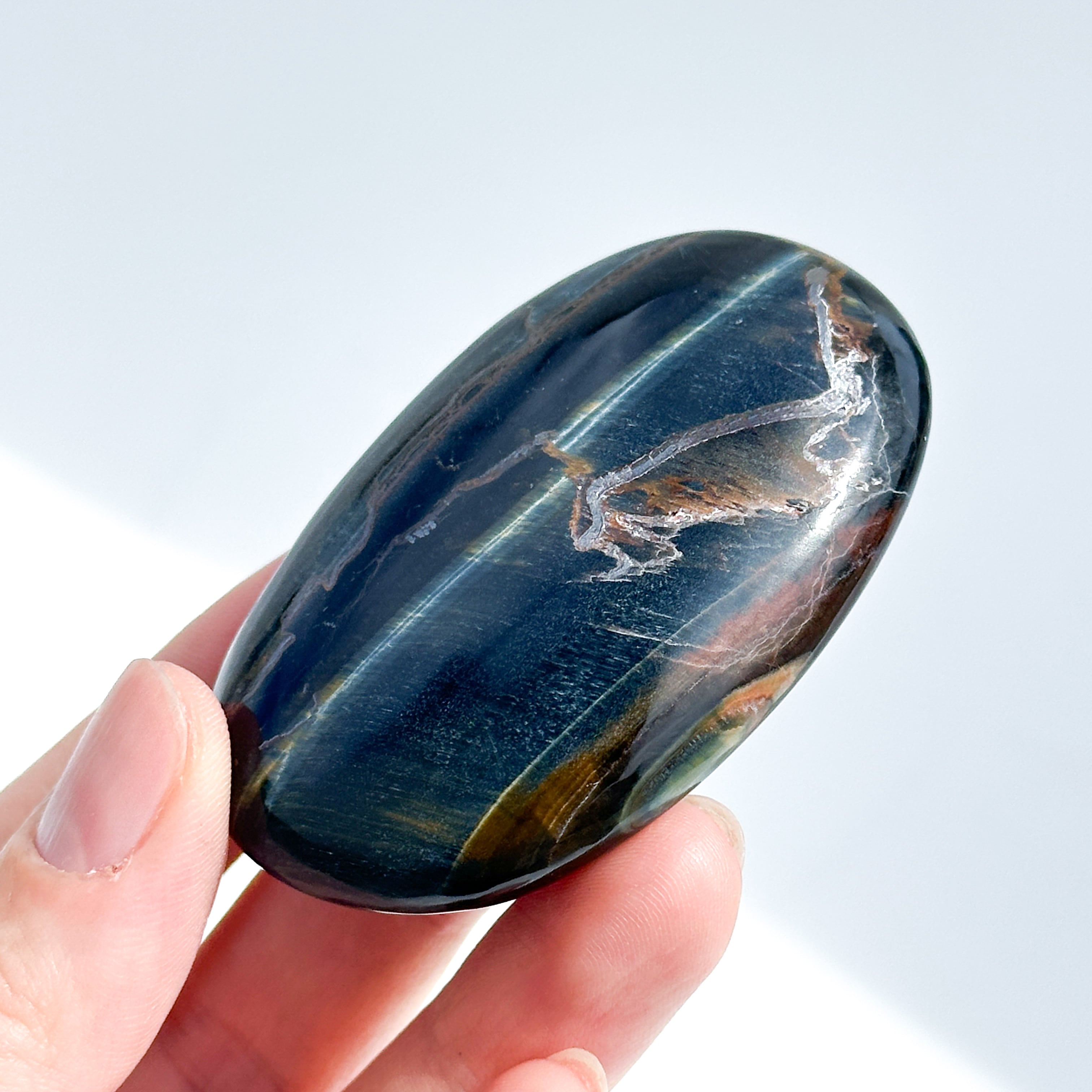 ブルータイガーアイ パーム 43◇ Blue Tiger's eye ◇天然石・鉱物