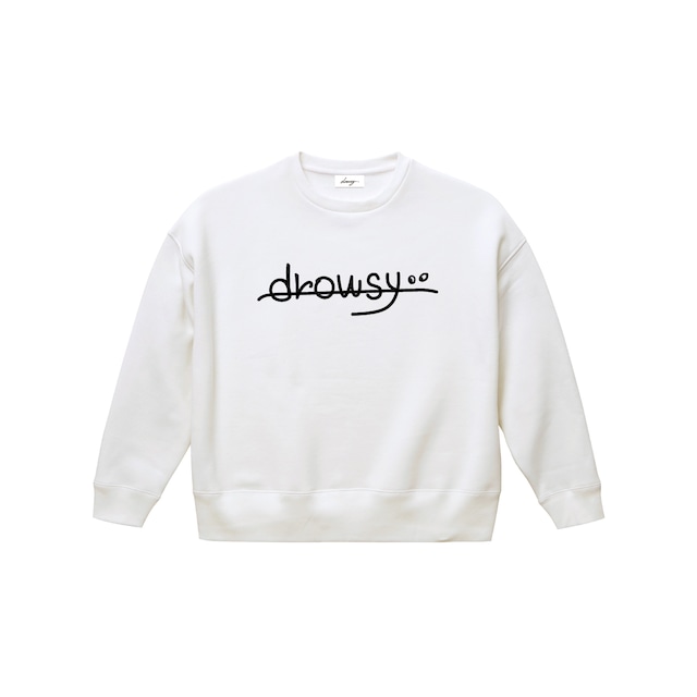 drowsy.. FRONT LOGO CREW SWEAT / 22AW / WH