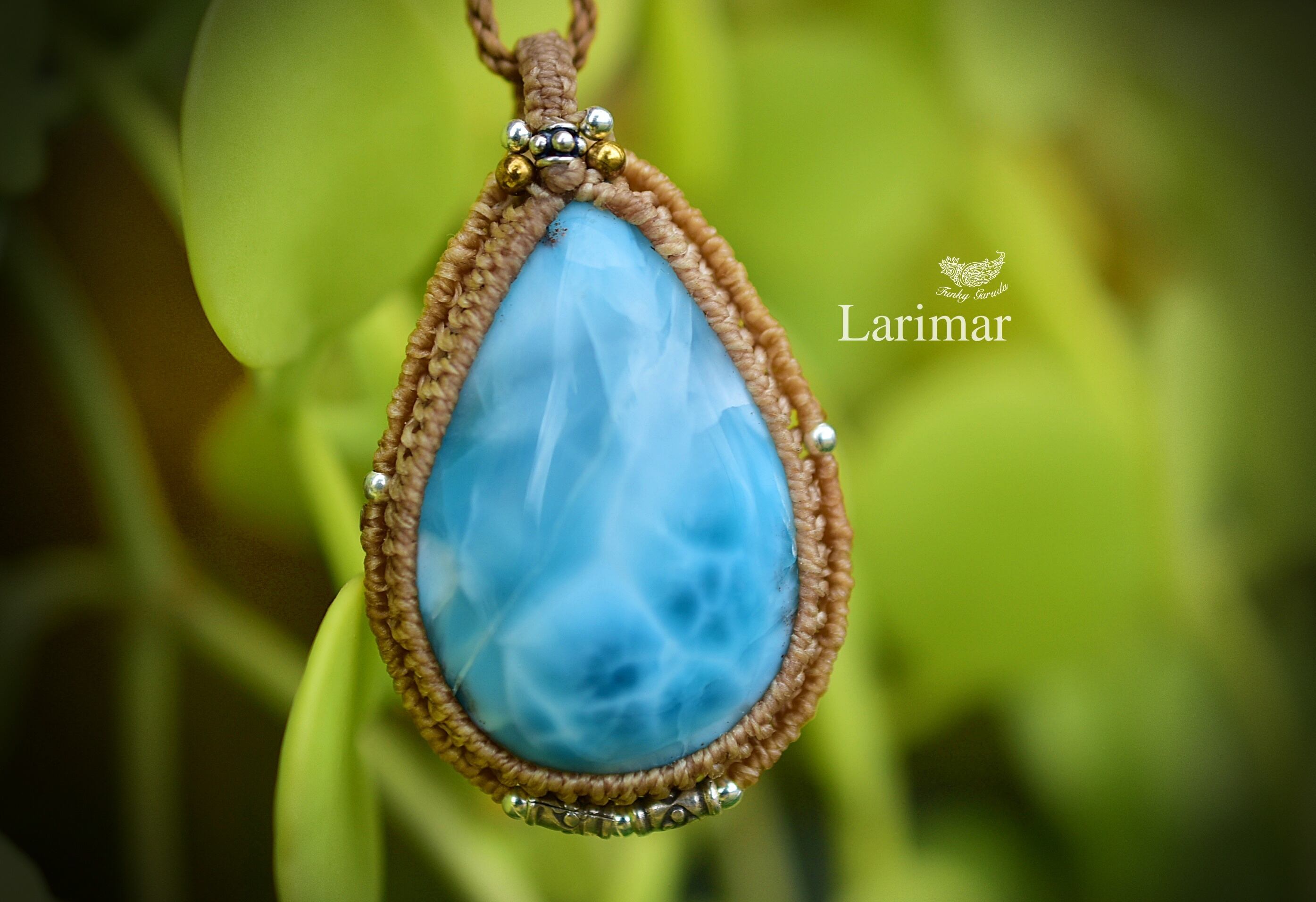 海の狭間★大粒★ラリマー マクラメネックレス850