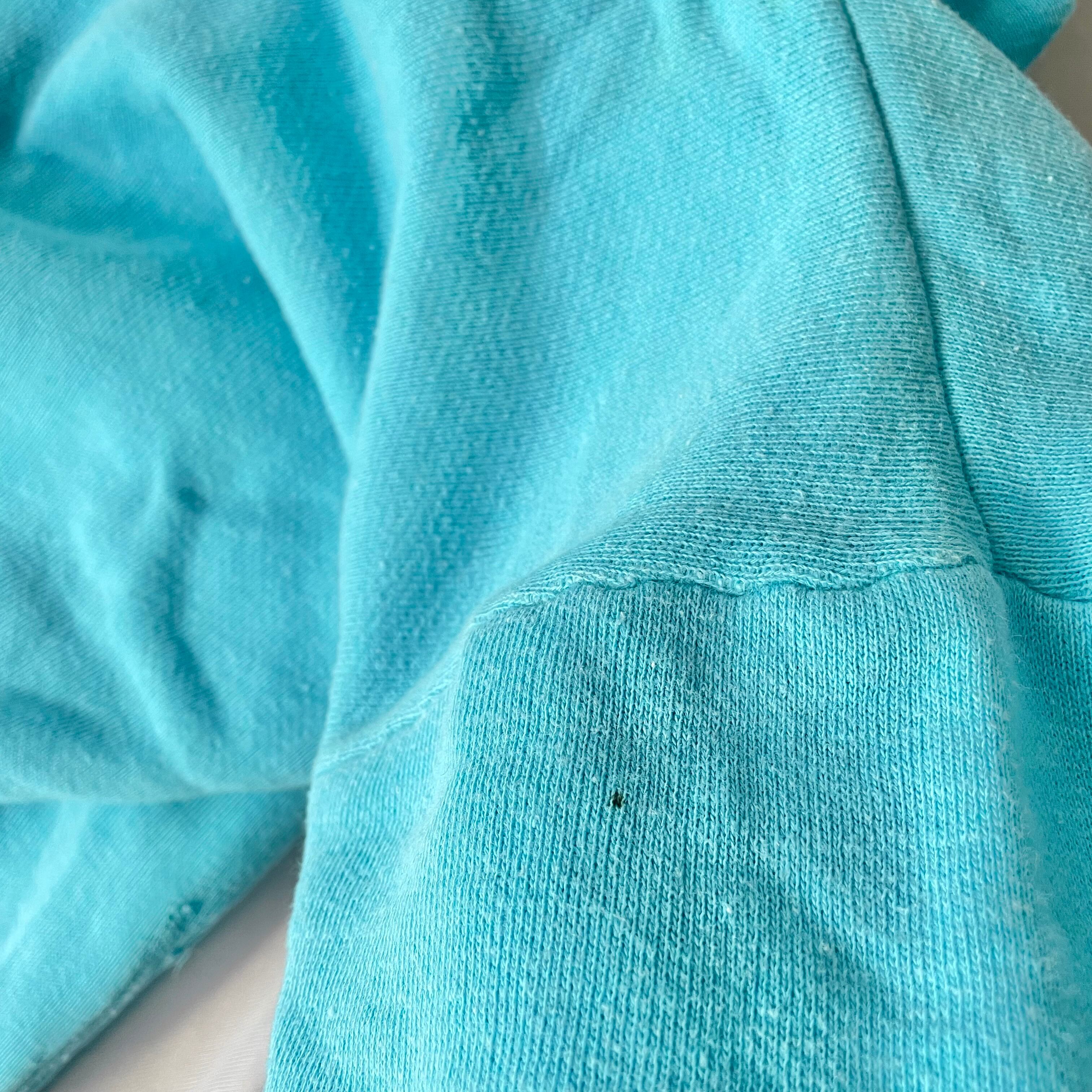 60s vintage turquoise separate pocket zip sweat parker ターコイズ