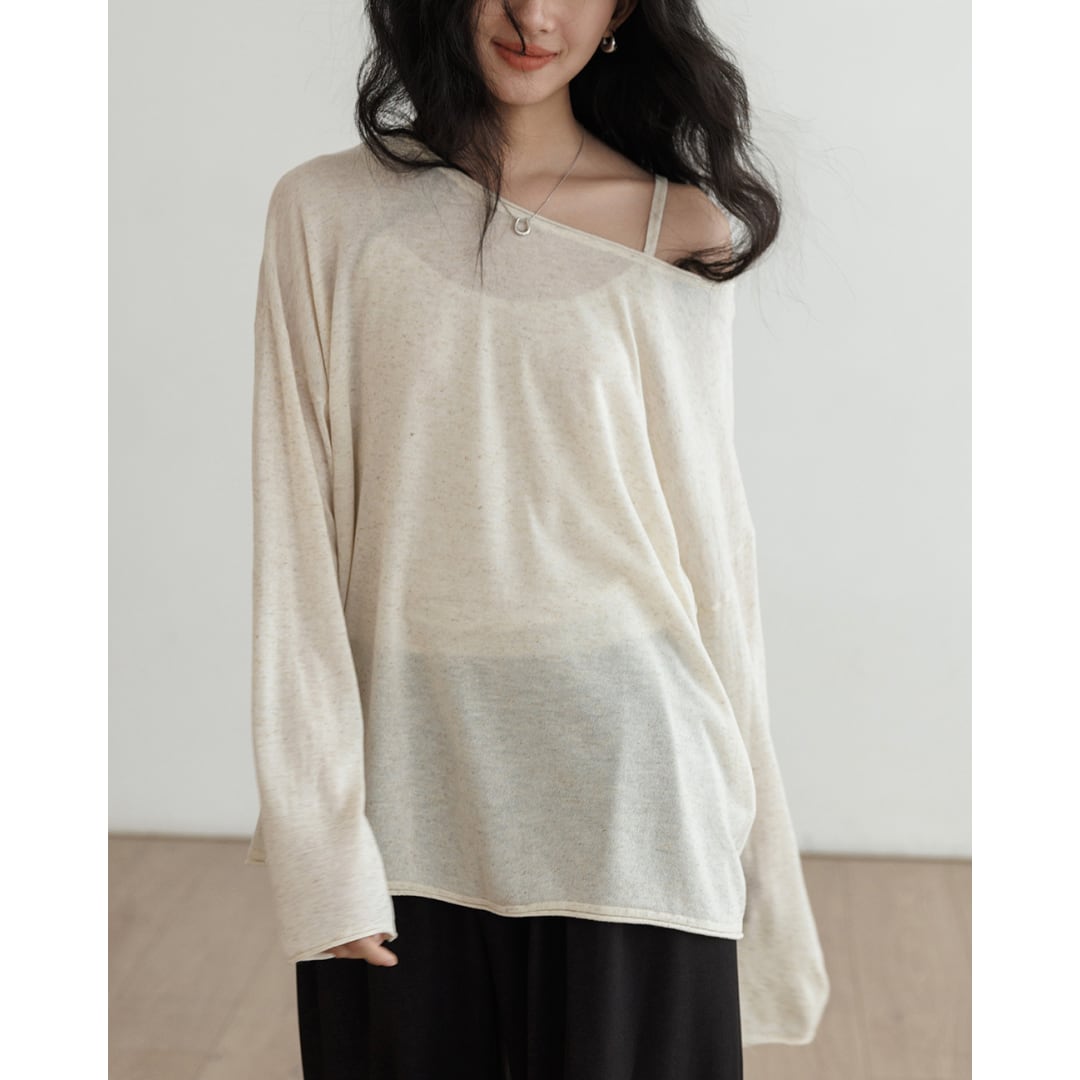 2SETオーバーシアーニット&キャミソール T0180