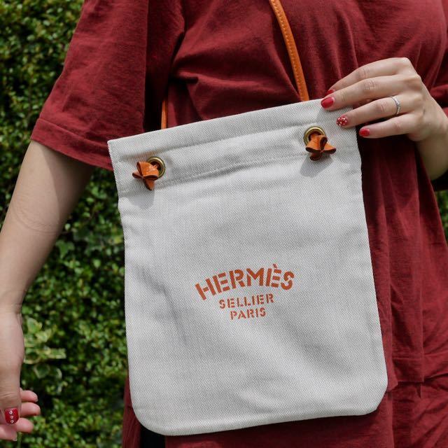 HERMES エルメス アリーヌPM ハンドバッグ キャンバス×レザー