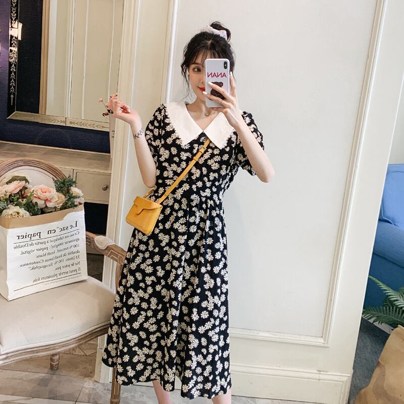 【新作】【送料無料】 マタニティウェア2020夏の新しいシフォンリトルデイジードールカラードレス、トレンディなマザーミドル丈マタニティドレス-アリババ サマー 夏物 expec258448013360