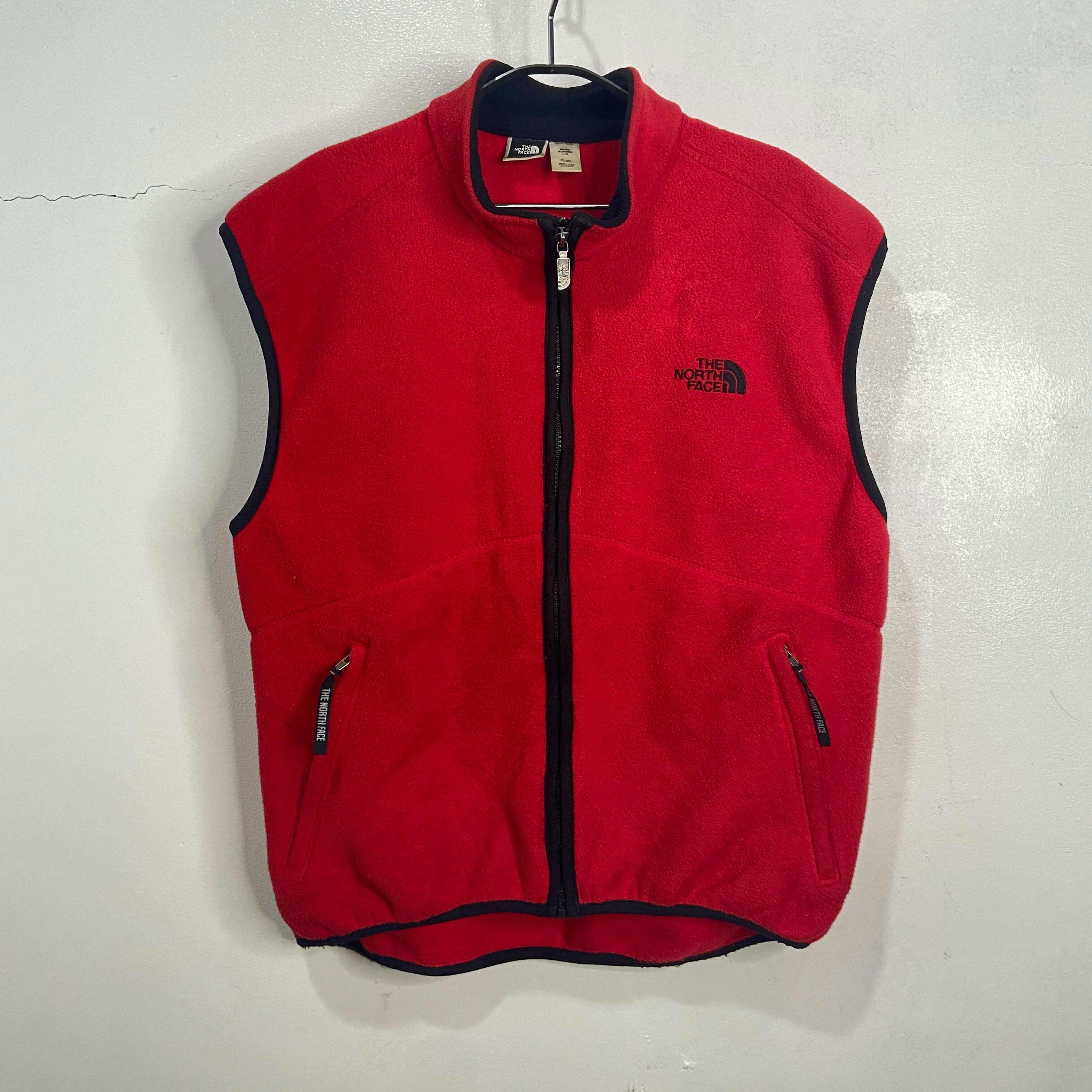 送料無料』90s THE NORTH FACE USA製 フリースベスト L レッド | 古着