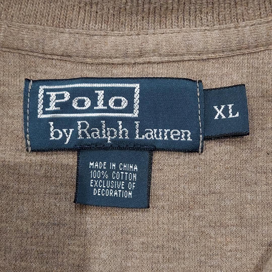 ポロバイ ラルフローレン ハーフジップニット 刺繍 ベージュ緑 XL 
