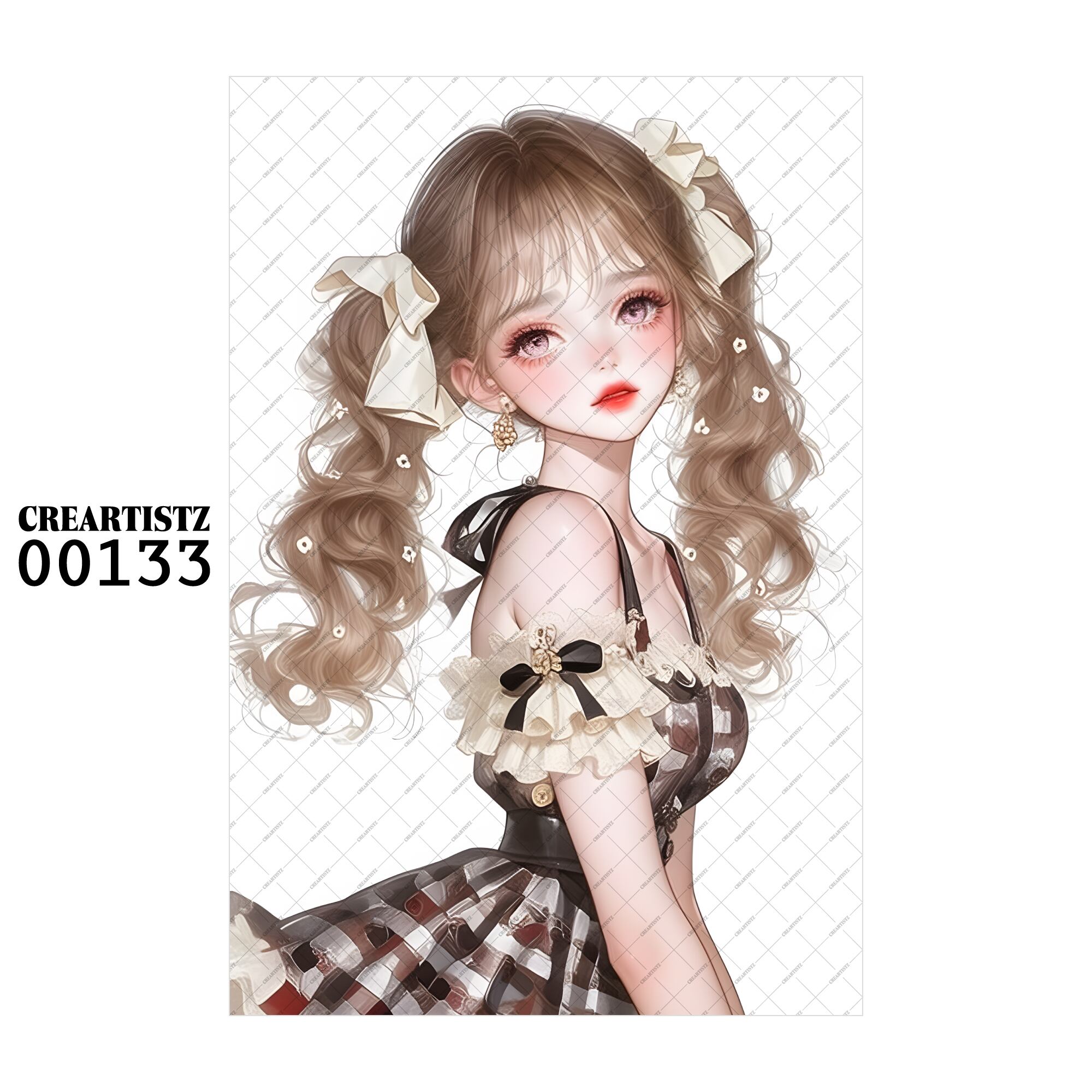 00133 ガール キュート オリジナル ペーパー/ステッカー 4枚セット CREARTISTZ