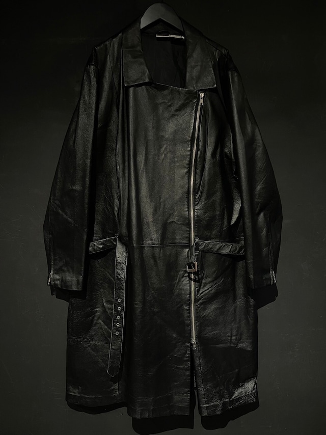 【WEAPON VINTAGE】Double Riders Gimmick Vintage Leather Long Coat