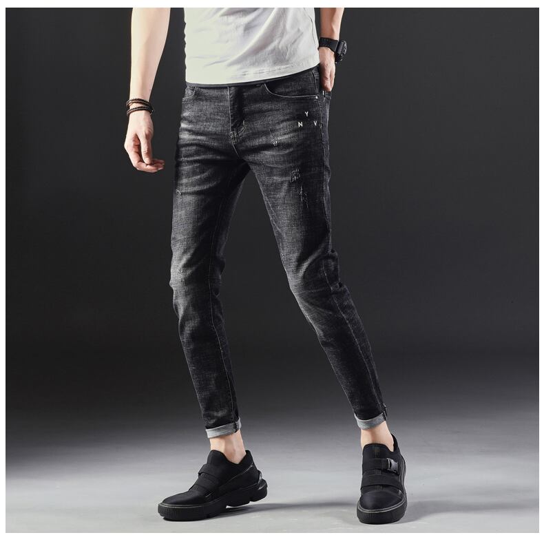 全1色 デニム ストレート カジュアル 細身 ロールアップ