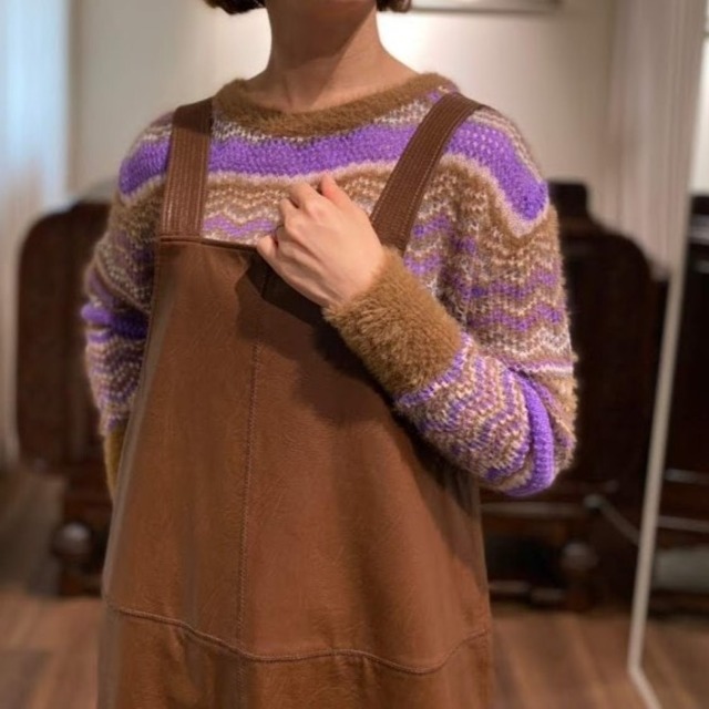 mohair crochet border knit purple