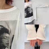 ボートネックモノクロフォトロンTee/ホワイト