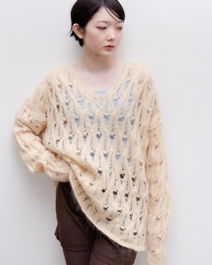 1990s openwork lace knit top