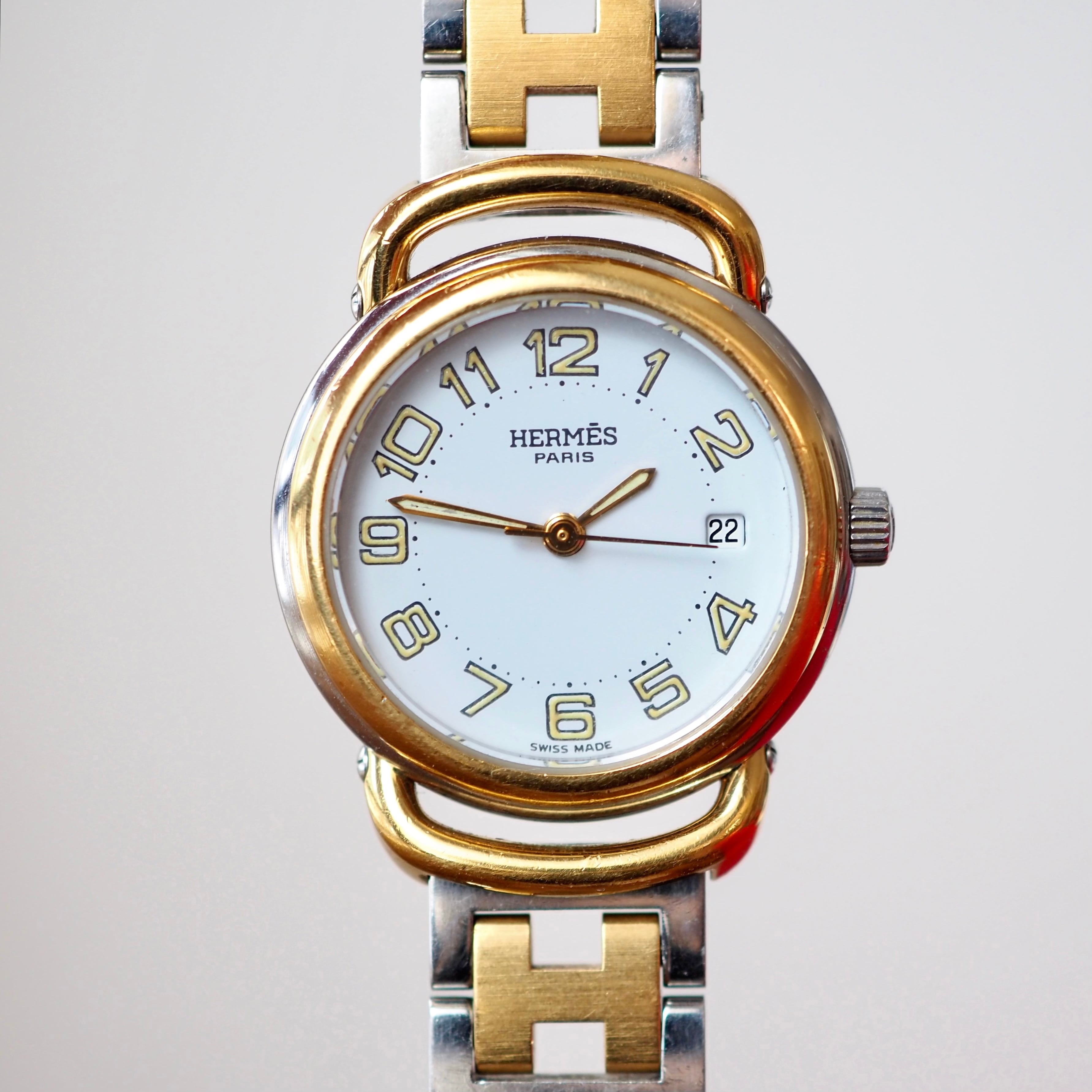 HERMES エルメス プルマン 3針 デイト付 コンビ ヴィンテージ時計