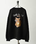 ATELANE Rayon mix ponte tiger print long sleeve pullover (BLK) 26A-14002