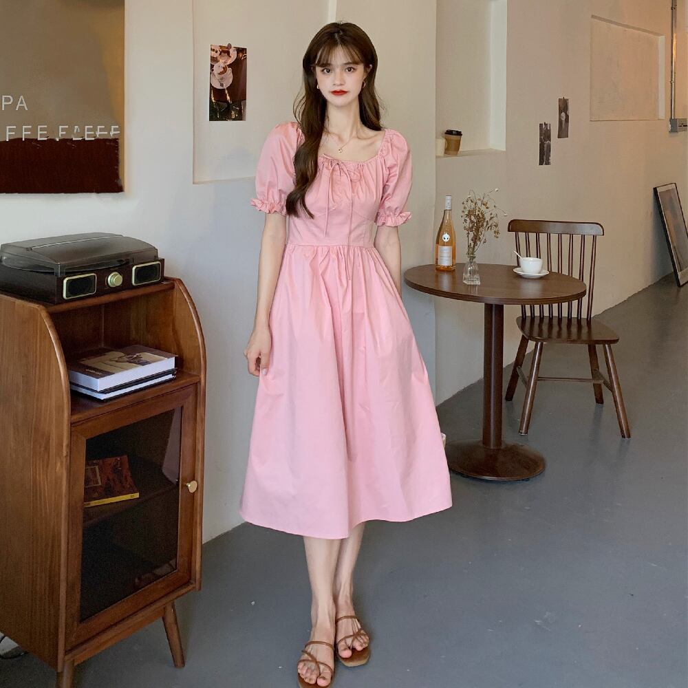 スリーブドレス サマーウェスト薄手スカート ピンク 夏物 YY-ファッション24419576504