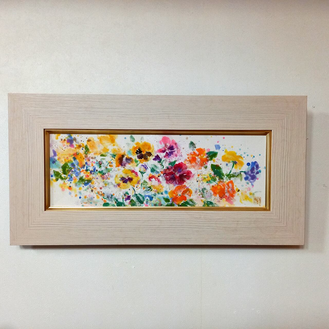 新日本画 花の絵「pansy」岩絵具 印象派 | Kenro Art