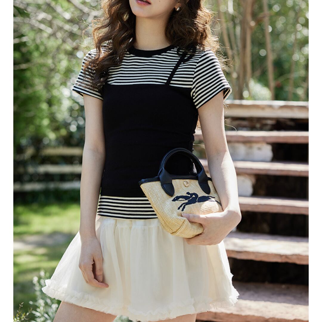 two piece slim fit striped t shirt
