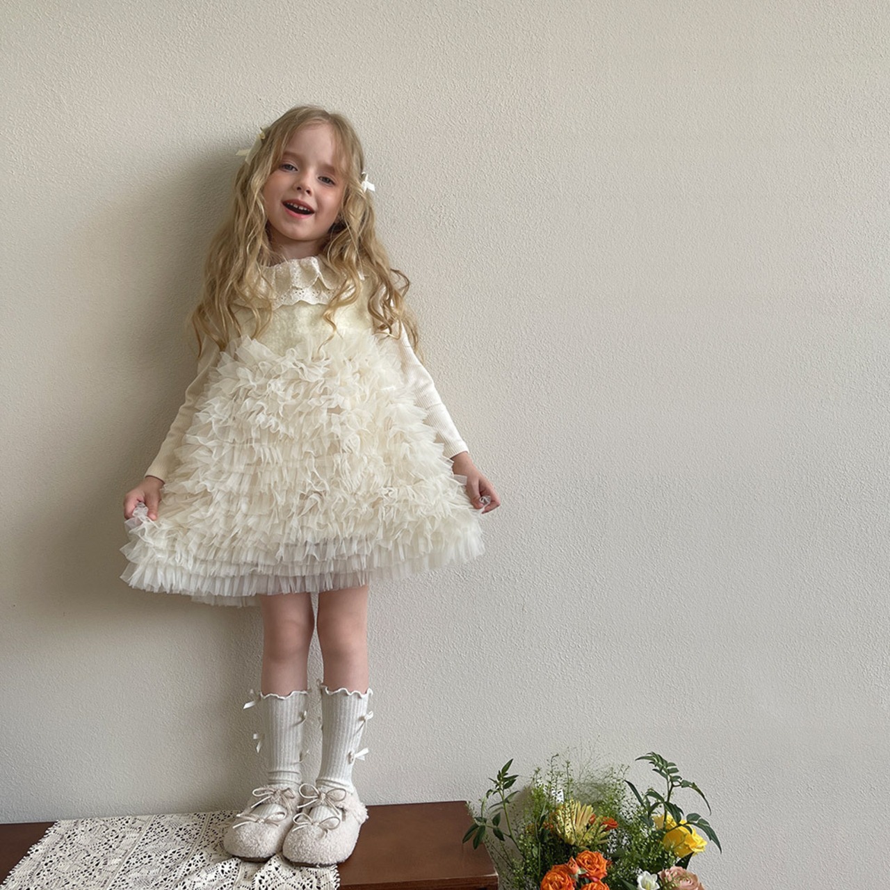 GOODSリボン付きフリルソックス