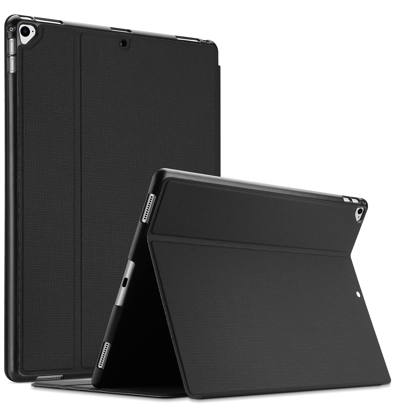 ProCase iPad Pro 12.9" ケース 2世代・1世代(2017 2015) 耐衝撃 縦と横にスタンド 保護カバー (ブラック)