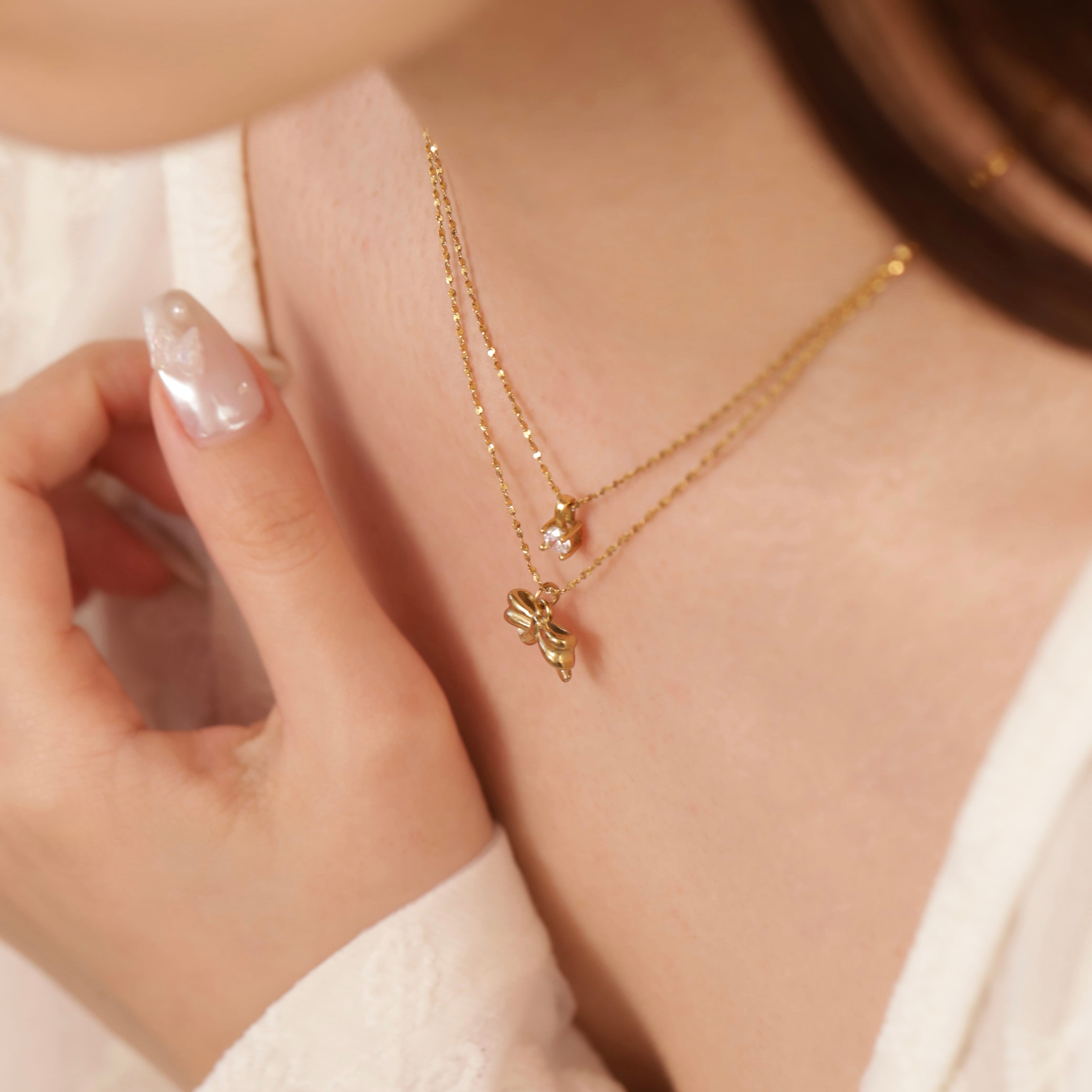 316L stud ribbon necklace（briller chain ver.) | apire
