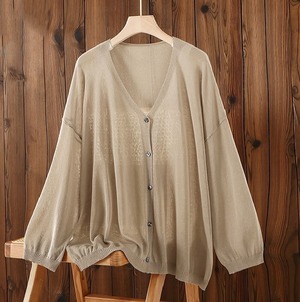 シアーVネックニットカーディガン 6color W01265