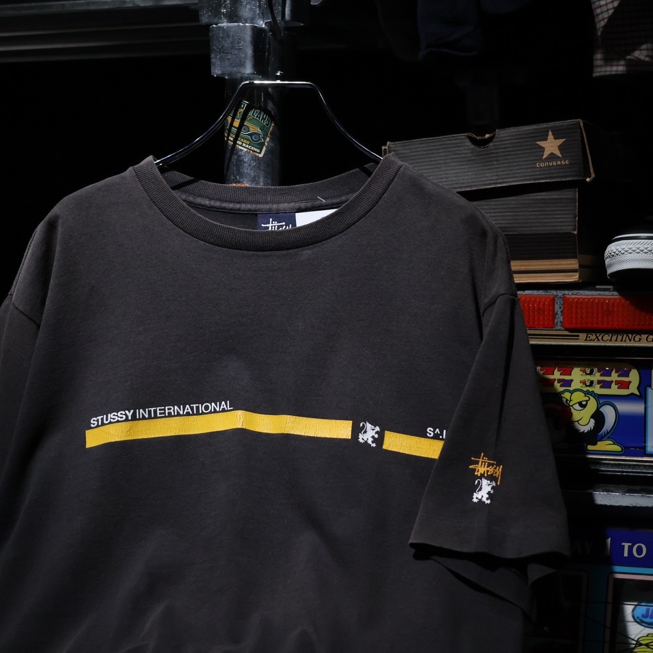 【Made in USA 90s】OLD STUSSY　INTERNATIONAL Black　Faded  Tee　L