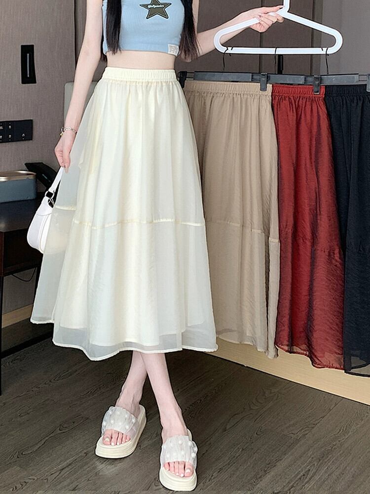 スリムなニッチメッシュAラインスカート WEB限定】メッシュラインリブ 