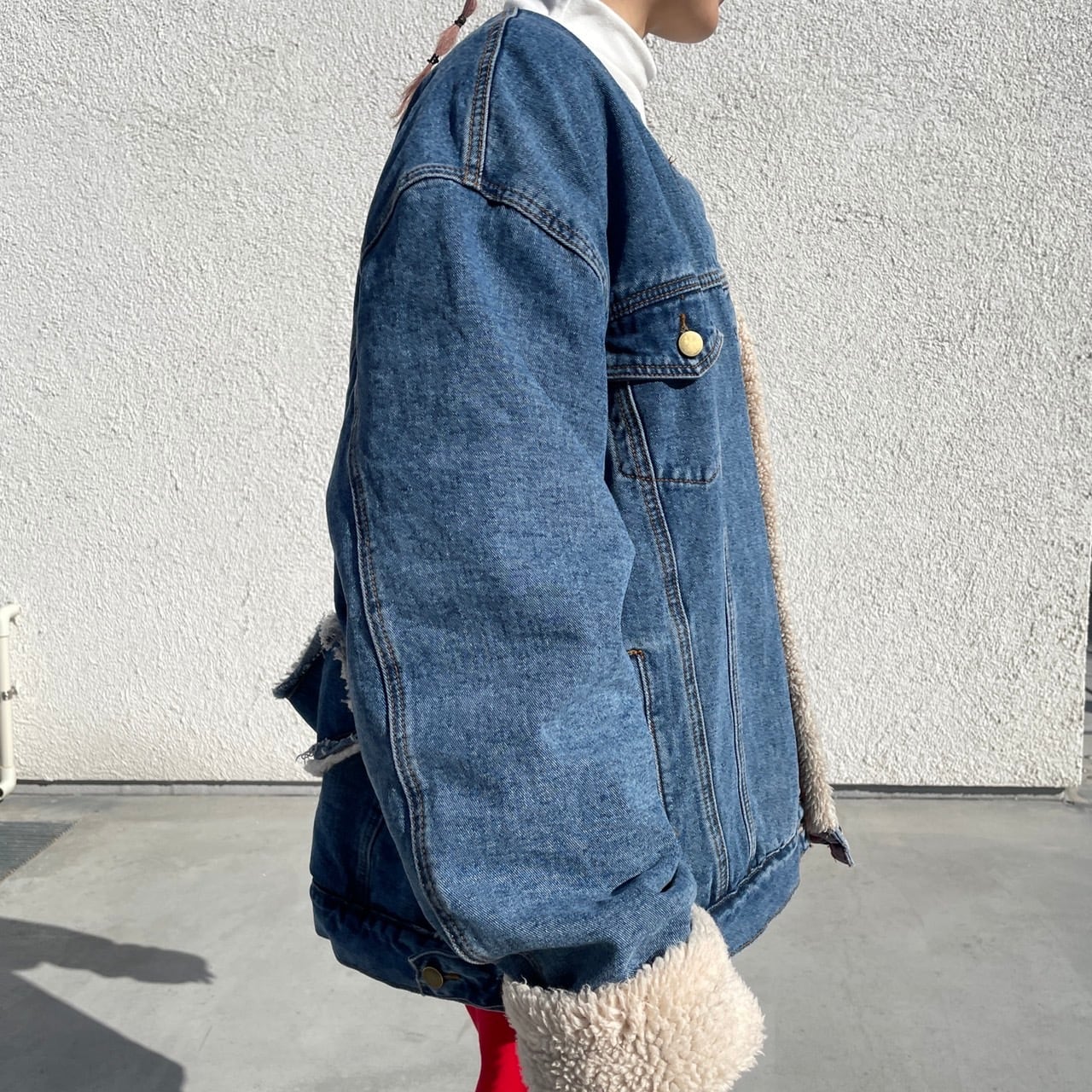 ボアデニムノーカラージャケット_LN0834 | lanan(ラナン)