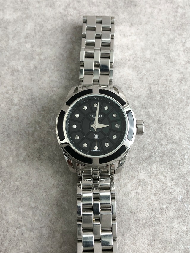 CELINE セリーヌ 腕時計 シルバー ブラック ブラゾン ステンレススチール クォーツ vintage ヴィンテージ オールド kdm68r