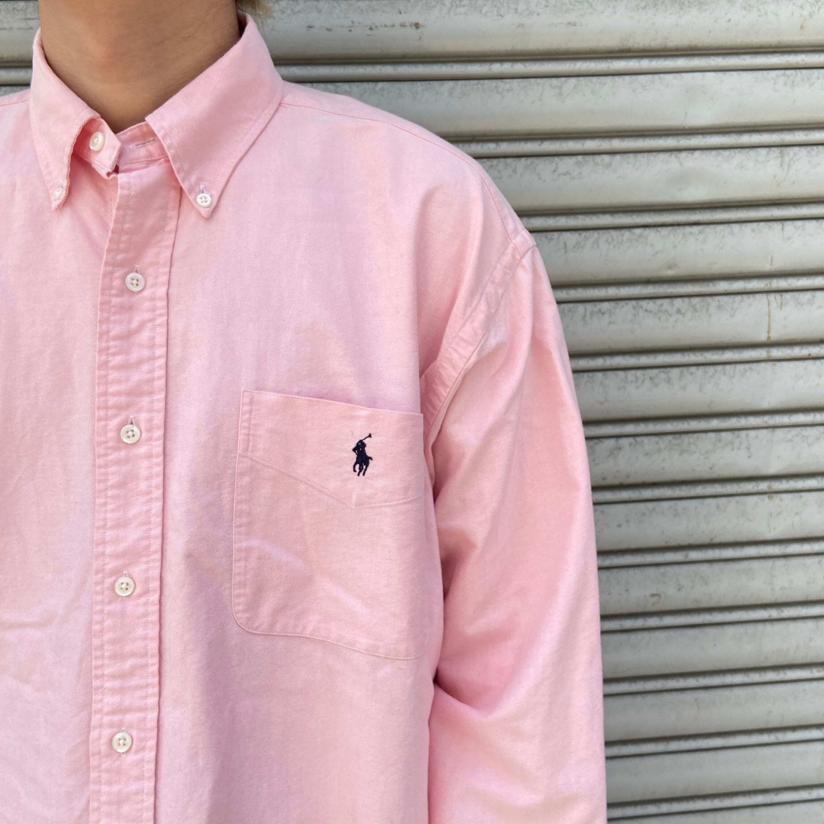 90s RalphLauren BIGSHIRT ボタンダウンシャツ ピンク M | 古着屋 Uan