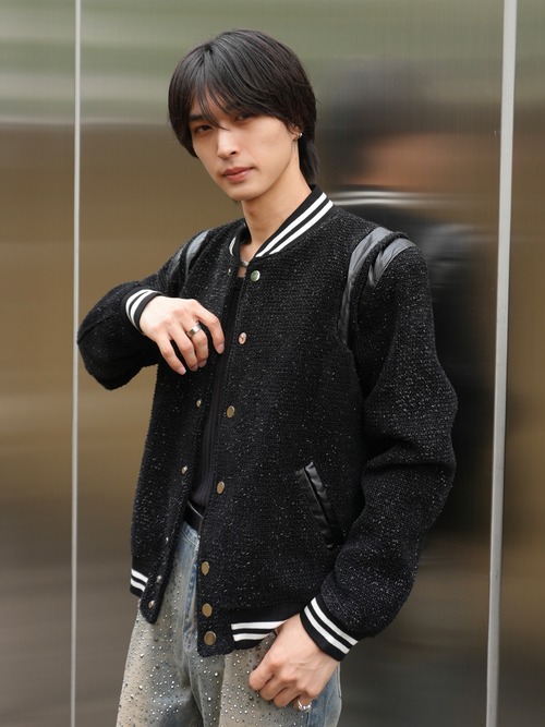 【ALUDE SELECT】design teddy lame jacket(2color)