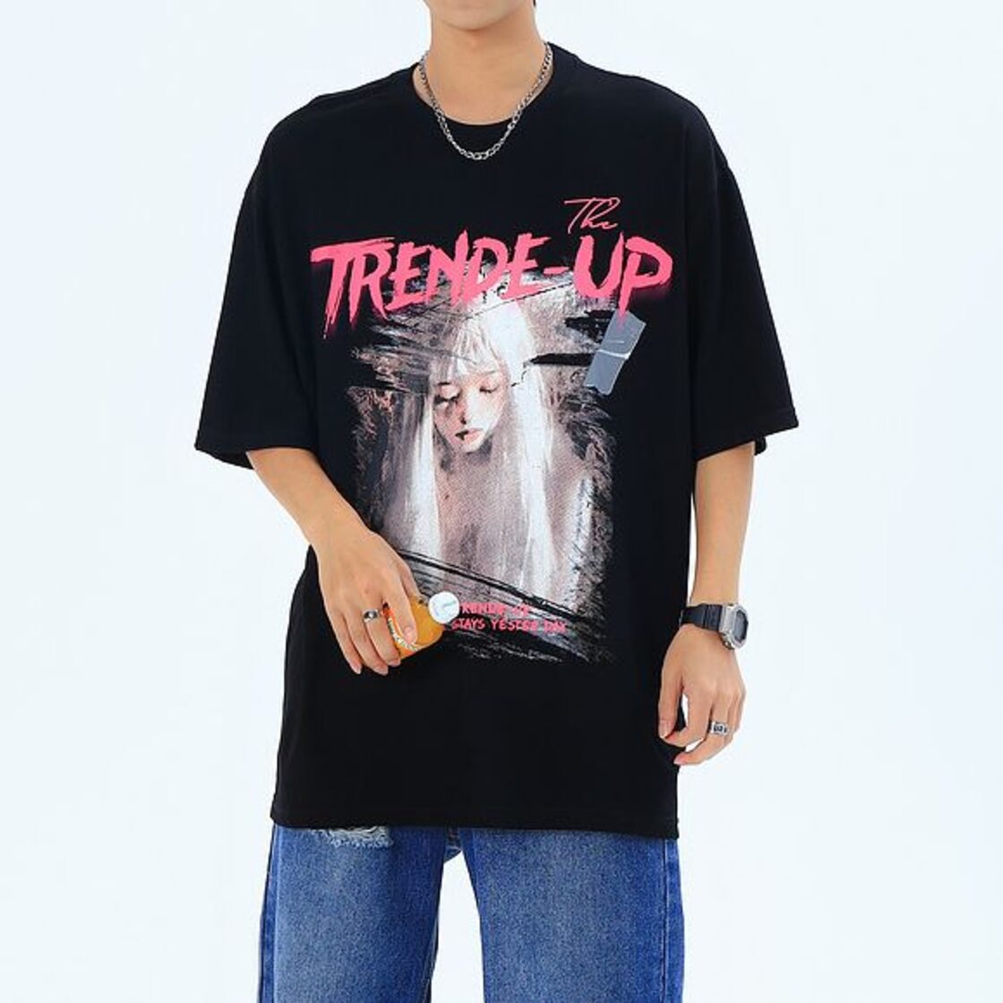 2color ユニセックス Tシャツ 半袖 イラスト 英字 クルーネック 