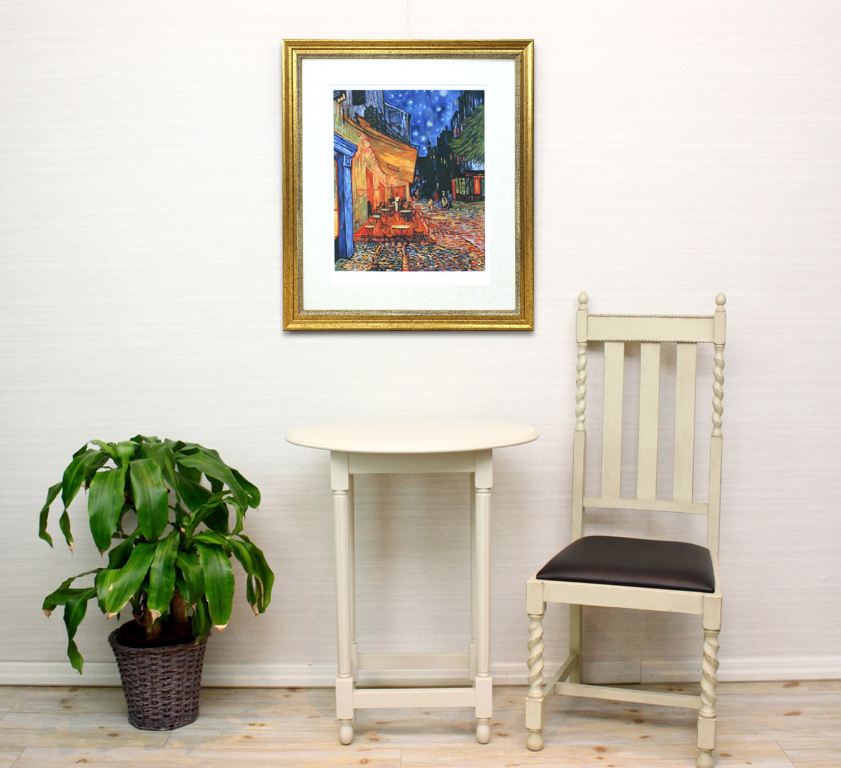 ゴッホ 絵画「夜のカフェテラス」額縁4色選択可能 作品証明書 展示用フック 限定エディション付複製画 ジークレ